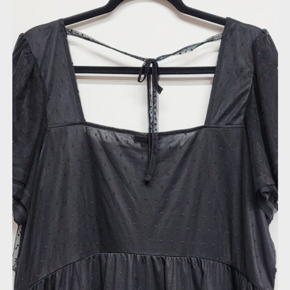 NEW Torrid 2 Black Clip Dot Mesh Flutter Sleeve Babydoll Top 2X 18 20 - Picture 6 of 10